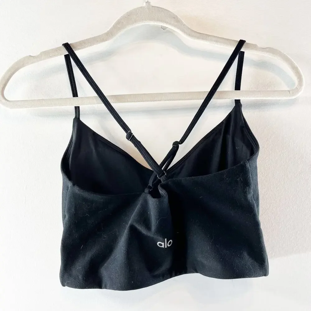 Alo Yoga Alosoft Highlight Cutout Sports Bra Top Black Small